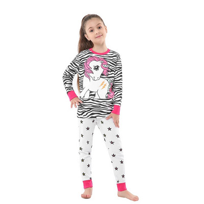 Mâneci lungi din bumbac cu animale din desene animate Băieți Copii Bebeluși Copii Seturi de pijamale Fată Pijamale Copii 2 3 4 5 6 7 8 ani