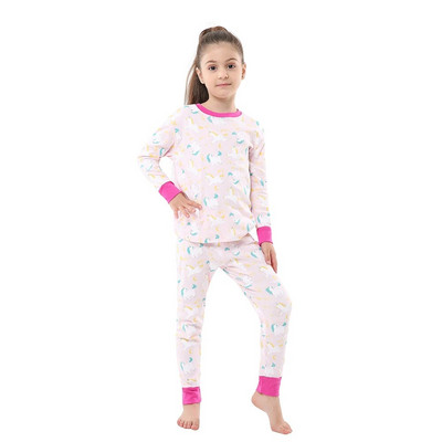 Mâneci lungi din bumbac cu animale din desene animate Băieți Copii Bebeluși Copii Seturi de pijamale Fată Pijamale Copii 2 3 4 5 6 7 8 ani