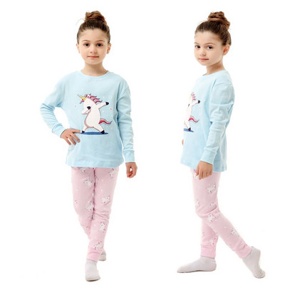 Mâneci lungi din bumbac cu animale din desene animate Băieți Copii Bebeluși Copii Seturi de pijamale Fată Pijamale Copii 2 3 4 5 6 7 8 ani