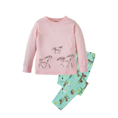 Mâneci lungi din bumbac cu animale din desene animate Băieți Copii Bebeluși Copii Seturi de pijamale Fată Pijamale Copii 2 3 4 5 6 7 8 ani