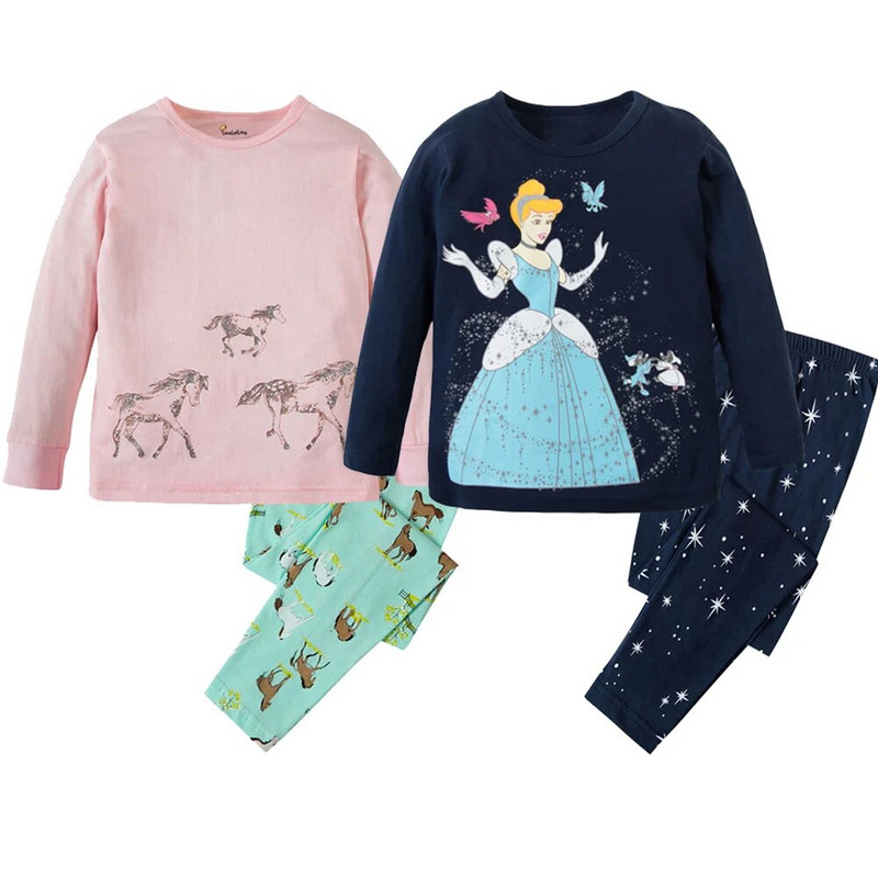 Ilgomis rankovėmis medvilniniai gyvūnai animaciniai filmukai berniukai, kūdikiai, vaikai, pižamos rinkiniai mergaitėms, pižamos, vaikai 2 3 4 5 6 7 8 metai