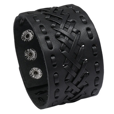ZORCVENS Brățări din piele de culoare neagră maro de modă pentru bărbați Brățări punk de cuplu vintage pentru bărbați cadou bijuterii