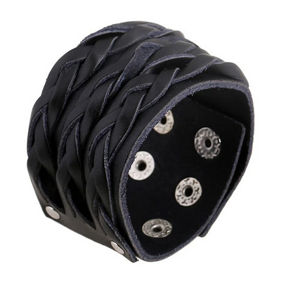ZORCVENS Brățări din piele de culoare neagră maro de modă pentru bărbați Brățări punk de cuplu vintage pentru bărbați cadou bijuterii