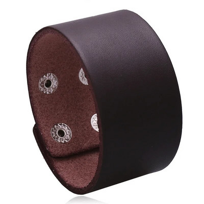 ZORCVENS Brățări din piele de culoare neagră maro de modă pentru bărbați Brățări punk de cuplu vintage pentru bărbați cadou bijuterii