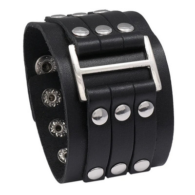ZORCVENS Brățări din piele de culoare neagră maro de modă pentru bărbați Brățări punk de cuplu vintage pentru bărbați cadou bijuterii