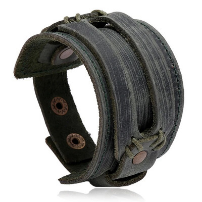 ZORCVENS Brățări din piele de culoare neagră maro de modă pentru bărbați Brățări punk de cuplu vintage pentru bărbați cadou bijuterii