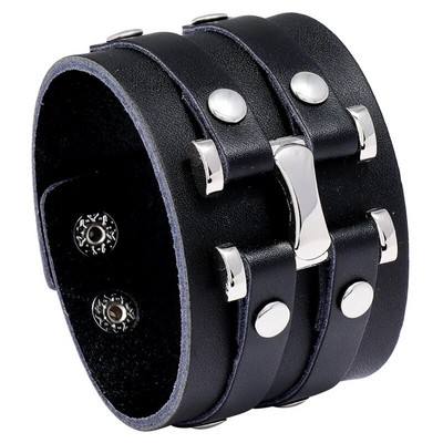 ZORCVENS Brățări din piele de culoare neagră maro de modă pentru bărbați Brățări punk de cuplu vintage pentru bărbați cadou bijuterii
