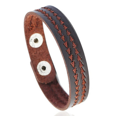 ZORCVENS Brățări din piele de culoare neagră maro de modă pentru bărbați Brățări punk de cuplu vintage pentru bărbați cadou bijuterii