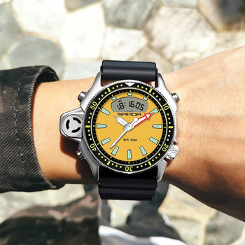 Многофункционален спортен часовник Аналогов LED часовник с двоен дисплей Мъжки военен кварцов електронен ръчен часовник Мъжки нов Relogio Masculino