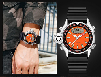 Многофункционален спортен часовник Аналогов и LED часовник с двоен дисплей Мъжки военен кварцов електронен ръчен часовник Relogio Masculino