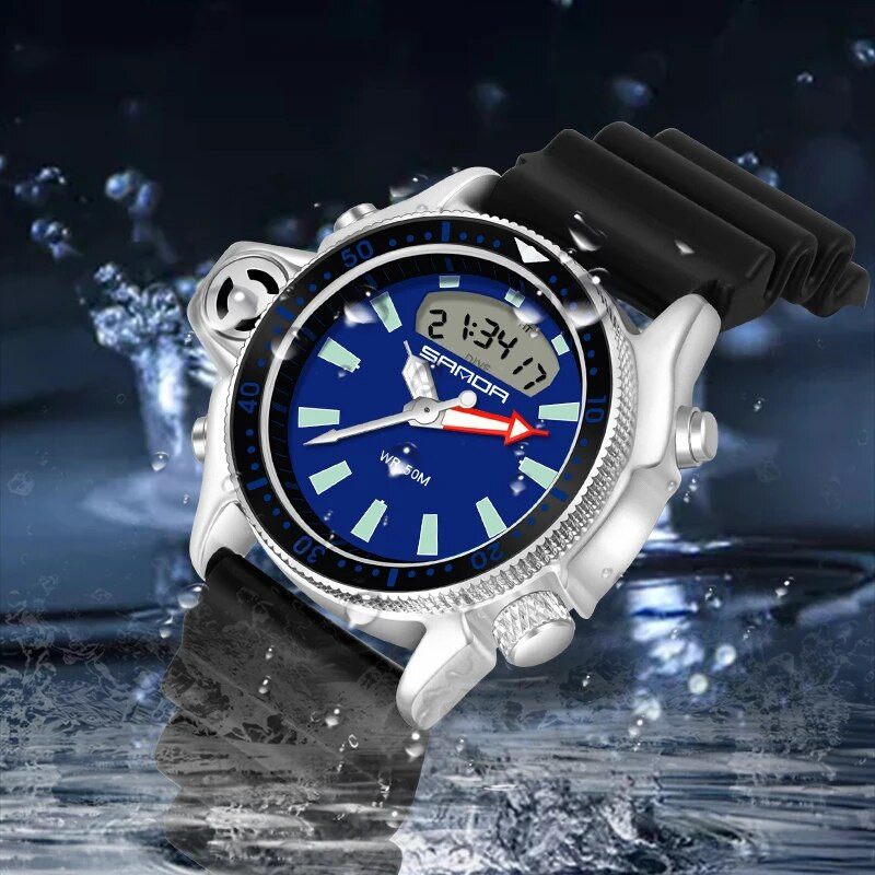 Daugiafunkcis sportinis laikrodis, analoginis ir LED dvigubas ekranas Vyriški kariniai kvarciniai elektroniniai rankiniai laikrodžiai Vyras Relogio Masculino