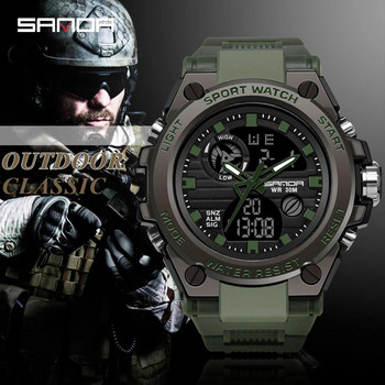 SANDA G Style Мъжки цифров часовник Военни спортни часовници Двоен дисплей Водоустойчив електронен ръчен часовник Relogio Masculino