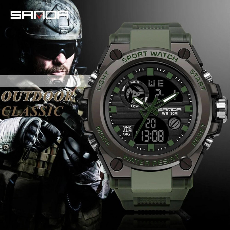 SANDA G Style Ceas digital pentru bărbați Ceasuri sportive militare Ceasuri electronice rezistente la apă Relogio Masculino