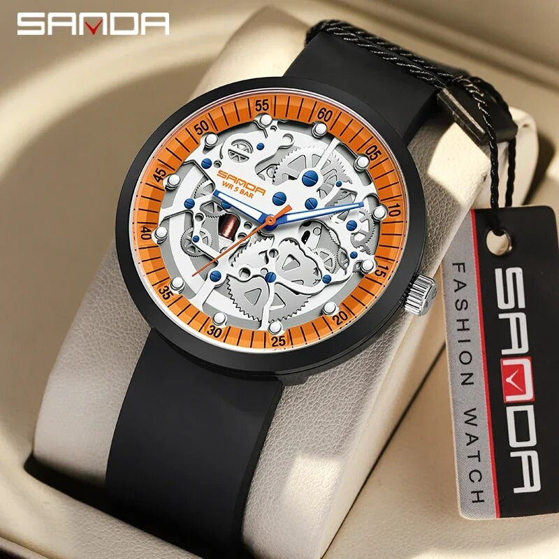 3215 vyriškas elektroninis kvarcinis laikrodis, silikoninė apyrankė, vėsi, tuščiavidurė nuimama 50 metrų vandeniui atspari madingi vyriški kvarciniai laikrodžiai