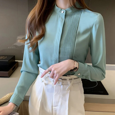 Bluza od šifona dugih rukava Gornji dio košulje Bluza Ženska bluza Mujer De Moda 2023 Uredska bluza sa samostojećim ovratnikom Ženska bluza Blusa E225