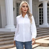 Cămașă albă Cămașă cu nasturi la modă pentru femei Bluză cu mâneci lungi Topuri pentru femei de birou Cămașă de afaceri supradimensionată S-6XL Bluze solide pentru femei
