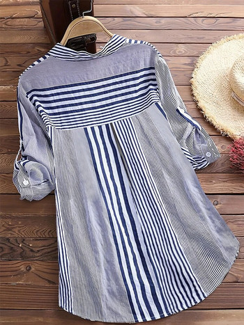 Плюс размер 5XL Ежедневни широки памучни ленени дамски ризи Пролет Лято Блуза с големи размери с къс ръкав Дамски блузи с копчета Туника