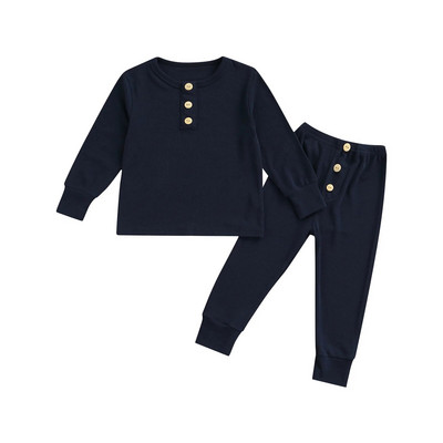 2 vnt. medvilniniai laisvalaikio mažyliai, kūdikiai, mergaitės, berniukai, miegui skirtų kostiumų rinkiniai, sportiniai kostiumai ilgomis rankovėmis, vienspalviai megztiniai viršutiniai ir kelnaičių komplektai pižamų rinkinys
