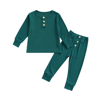2 vnt. medvilniniai laisvalaikio mažyliai, kūdikiai, mergaitės, berniukai, miegui skirtų kostiumų rinkiniai, sportiniai kostiumai ilgomis rankovėmis, vienspalviai megztiniai viršutiniai ir kelnaičių komplektai pižamų rinkinys