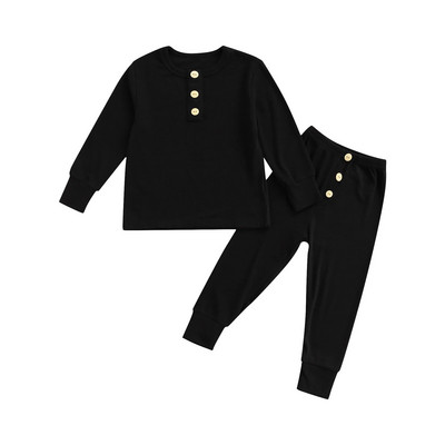 2 vnt. medvilniniai laisvalaikio mažyliai, kūdikiai, mergaitės, berniukai, miegui skirtų kostiumų rinkiniai, sportiniai kostiumai ilgomis rankovėmis, vienspalviai megztiniai viršutiniai ir kelnaičių komplektai pižamų rinkinys