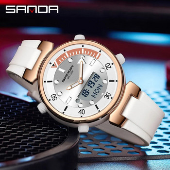 SANDA New Fashion Ανδρικό ρολόι χαλαζία με ηλεκτρονική οθόνη Φωτεινό LED Trend Ανδρικά ρολόγια 50M Αδιάβροχο Reloj Hombre 3122