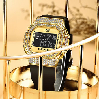 LIGE Електронен дисплей за време Мъжки часовници Топ марка Луксозен моден светещ кварцов ръчен часовник Водоустойчив мъжки часовник със силиконова каишка
