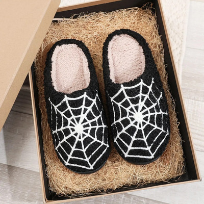 Papuci de păianjen amuzant de Halloween, fantomă, înfricoșător, pantofi de casă pentru interior, femei, bărbați, moale, plus, confortabil, groază, cadouri de Halloween