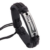 Jézus keresztény vallásos barna fekete kereszt bőr karkötő férfiaknak női vintage ékszer karkötők és karkötők