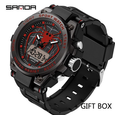 SANDA Ceas digital cu LED Ceas de mână sport militar cu quartz pentru bărbați Ceas de mână de lux de marcă de top Ceas electronic impermeabil pentru bărbați 3159