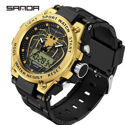 SANDA Ceas digital cu LED Ceas de mână sport militar cu quartz pentru bărbați Ceas de mână de lux de marcă de top Ceas electronic impermeabil pentru bărbați 3159