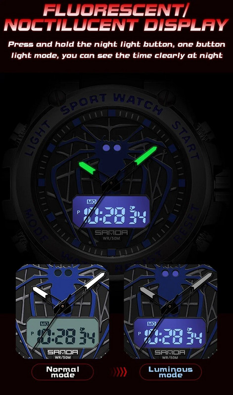 SANDA Ceas digital cu LED Ceas de mână sport militar cu quartz pentru bărbați Ceas de mână de lux de marcă de top Ceas electronic impermeabil pentru bărbați 3159