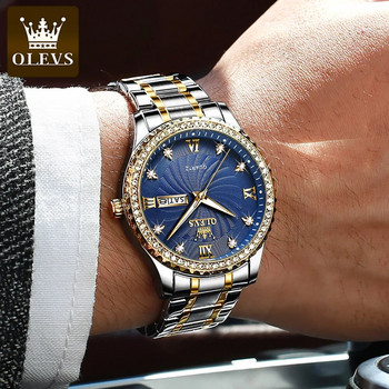 Olevs Top Brand Man Quartz Ρολόγια χειρός Ανδρικό Ηλεκτρονικό Αδιάβροχο Ρολόι Ημερολόγιο Ανδρικό πολυτελές χρυσό ρολόι μόδας διαμάντια