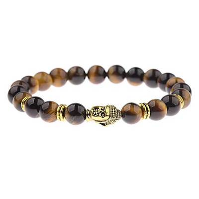 Brățară Buddha & Evil Eye Femei 8 mm elastică rotundă neagră strălucitoare Brățări Chakra din piatră bărbați Erkek Bileklik Homme