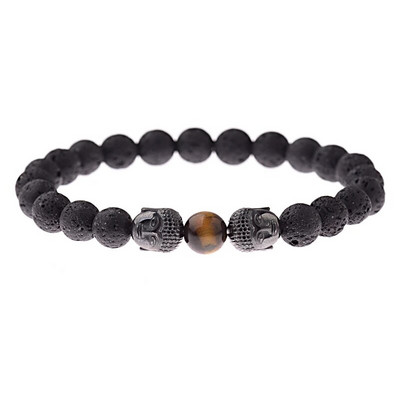 Brățară Buddha & Evil Eye Femei 8 mm elastică rotundă neagră strălucitoare Brățări Chakra din piatră bărbați Erkek Bileklik Homme