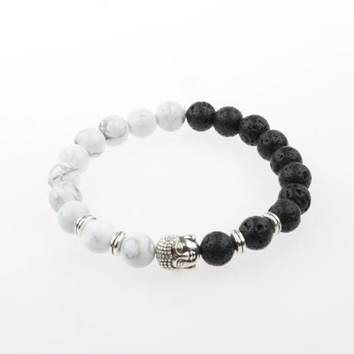 Brățară Buddha & Evil Eye Femei 8 mm elastică rotundă neagră strălucitoare Brățări Chakra din piatră bărbați Erkek Bileklik Homme
