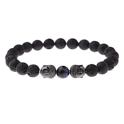 Brățară Buddha & Evil Eye Femei 8 mm elastică rotundă neagră strălucitoare Brățări Chakra din piatră bărbați Erkek Bileklik Homme