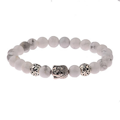 Brățară Buddha & Evil Eye Femei 8 mm elastică rotundă neagră strălucitoare Brățări Chakra din piatră bărbați Erkek Bileklik Homme