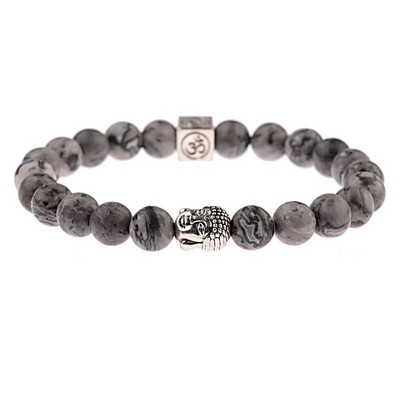 Brățară Buddha & Evil Eye Femei 8 mm elastică rotundă neagră strălucitoare Brățări Chakra din piatră bărbați Erkek Bileklik Homme