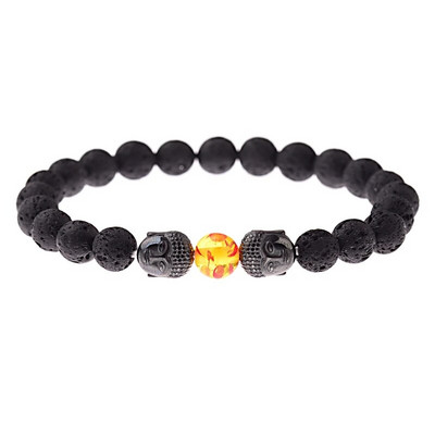 Brățară Buddha & Evil Eye Femei 8 mm elastică rotundă neagră strălucitoare Brățări Chakra din piatră bărbați Erkek Bileklik Homme
