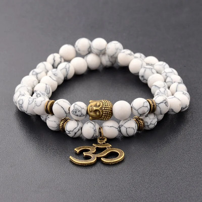 Brățară retro cu mărgele Buddha cu farmec Brățări cu chakre din piatră naturală neagră Brățară Erkek Bileklik Homme AB226