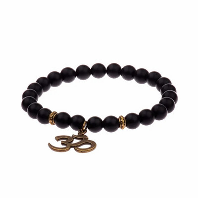 Brățară retro cu mărgele Buddha cu farmec Brățări cu chakre din piatră naturală neagră Brățară Erkek Bileklik Homme AB226