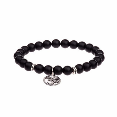 Brățară retro cu mărgele Buddha cu farmec Brățări cu chakre din piatră naturală neagră Brățară Erkek Bileklik Homme AB226