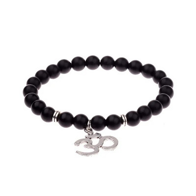 Brățară retro cu mărgele Buddha cu farmec Brățări cu chakre din piatră naturală neagră Brățară Erkek Bileklik Homme AB226