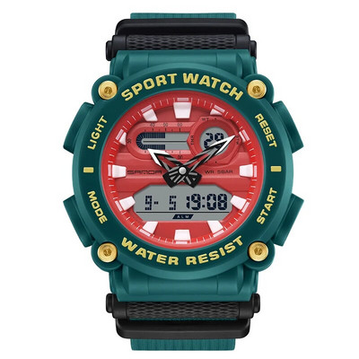 Ceas de mână cu cuarț, marca sport SANDA, pentru bărbați, ceas digital cu timp dublu, rezistent la apă, ceas militar cu LED pentru bărbați.