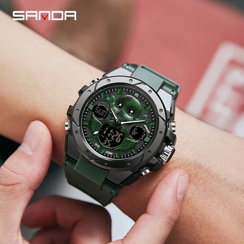 SANDA Цифров LED часовник Мъжки военен спортен кварцов ръчен часовник Топ марка луксозен хронометър Водоустойчив мъжки електронен часовник 6087