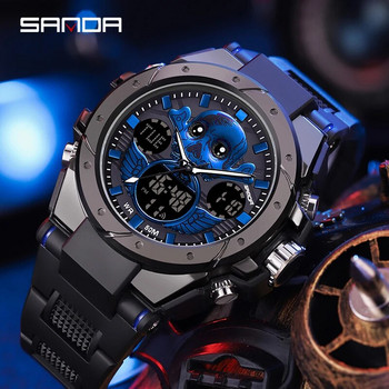SANDA Цифров LED часовник Мъжки военен спортен кварцов ръчен часовник Топ марка луксозен хронометър Водоустойчив мъжки електронен часовник 6087