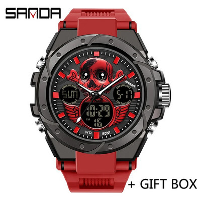 SANDA skaitmeninis LED laikrodis vyriškas karinis sportinis kvarcinis rankinis laikrodis aukščiausios markės prabangus chronometras, vandeniui atsparus vyriškas elektroninis laikrodis 6087