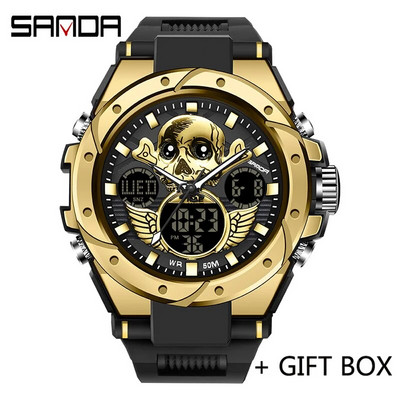 SANDA skaitmeninis LED laikrodis vyriškas karinis sportinis kvarcinis rankinis laikrodis aukščiausios markės prabangus chronometras, vandeniui atsparus vyriškas elektroninis laikrodis 6087