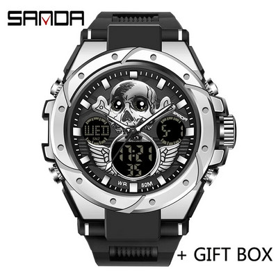 SANDA skaitmeninis LED laikrodis vyriškas karinis sportinis kvarcinis rankinis laikrodis aukščiausios markės prabangus chronometras, vandeniui atsparus vyriškas elektroninis laikrodis 6087