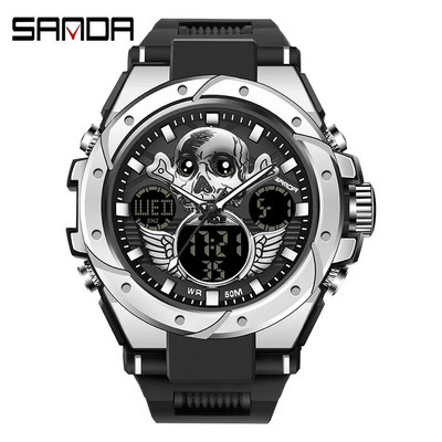 SANDA skaitmeninis LED laikrodis vyriškas karinis sportinis kvarcinis rankinis laikrodis aukščiausios markės prabangus chronometras, vandeniui atsparus vyriškas elektroninis laikrodis 6087
